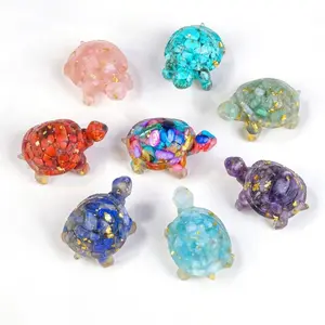 8PCS Crystal Turtle Figurine Set Handmade Sea Turtle Resin Decor for Home Office Fish Tank Healing Crystal Animal Statues for Desk Shelf Meditation Space Gift Fast Shipping from US