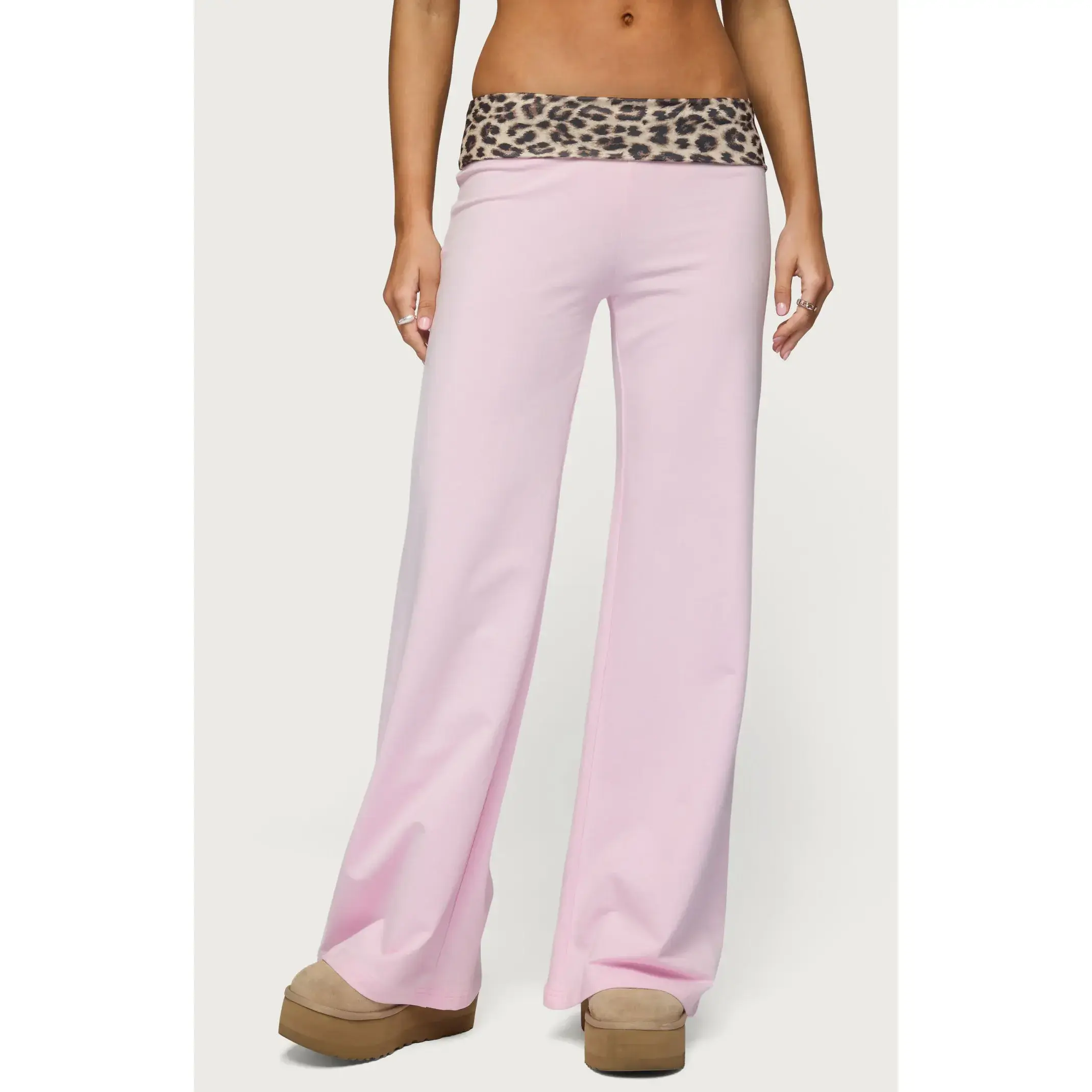 Edikted Women's Leopard Fold Over Pants
