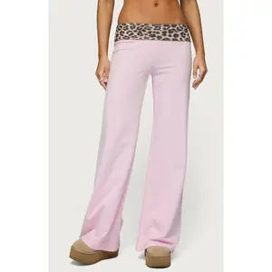 Edikted Women's Leopard Fold Over Pants