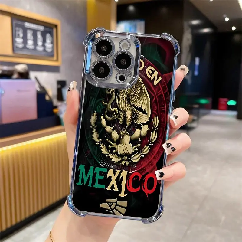 Straight Edge TPU Phone Case for iPhone 17/16 15 14 Pro Max 13 12 11 Plus Cool Eagle Logo Pattern Drop Protection Shockproof Soft Liquid Silicone Smartphone Cover Protective 123-07