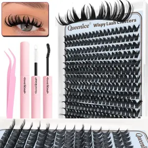Manga Lash Clusters Wispy Eyelash Clusters Fairy Cluster Eyelash Extensions False Eyelashes Set Natural Anime Individual Lashes DIY Lash Extension with Thin Band, Invisible Band Lashes, 10-16mm BOND SEAL TEEWZERS Cosmetic