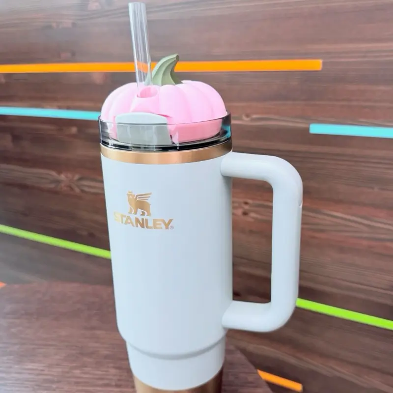 Pumpkin Topper for Stanley Quencher H2.0 | Fits 40oz & 30/20oz | 3D Printed | Summerween | Orange White Pink Purple Blue Matte Drinkware Bottle Halloween Stylish Tumbler Cup