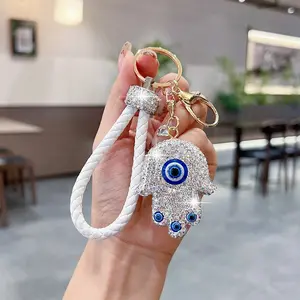 Fashion Devil Eye Hand Keychain, Creative Blue Eyes Bag Charm, Delicate Braided Rope Car Key Chain Gift, Stylish Accessory