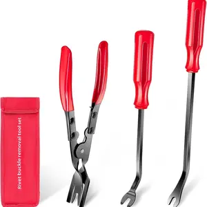 Car Clip Removal Tool 3 Pcs, Panel Clip Pliers Set, Fastener Remover, Auto Retainer Clip Trim Rivet Removal Tool Kit for Door Panel Bumper Dashboard