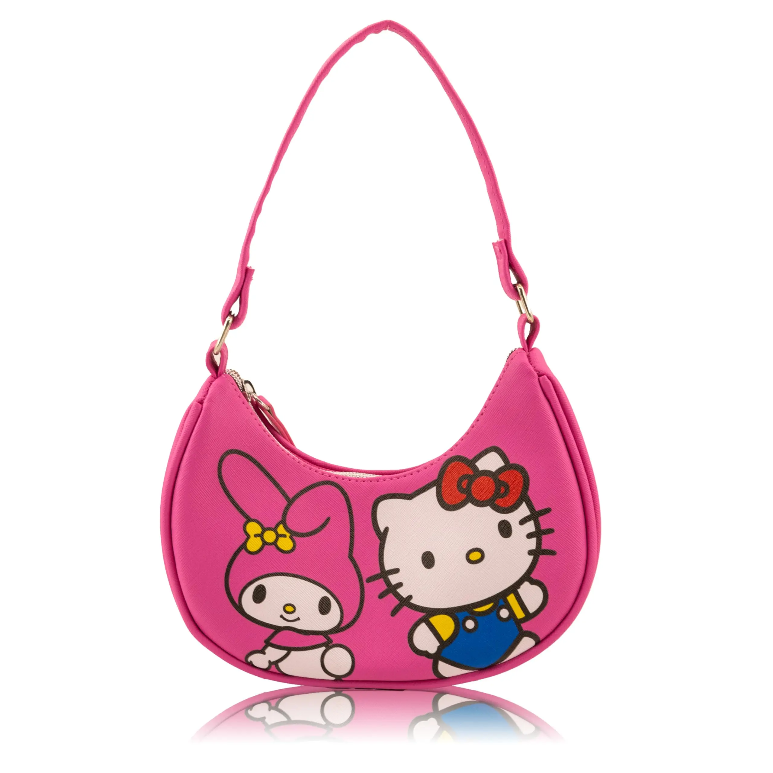 Fast Forward Hello Kitty Hobo Handbag Purse | Crossbody Shoulder Bag with Adjustable Strap | Small PU Leather Toddler Preschool Handbag Everyday Tote Travel Mini Purse