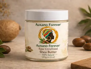 Auxano Forever Raw Shea Butter Ghana 120g | Organic Shea Butter Cold-Pressed Unrefined for Skin & Hair | 100% Natural Pure Shea Butter