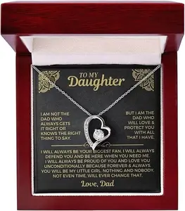 Love Knot Necklace for Daughter from Dad - Meaningful Gift for Birthday Graduation or Special Occasions with Heart Pendants and Cubic Zirconia Crystals