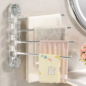 Vacuum Suction Towel Rack, No-Drill Rotating Storage Shelf, Bathroom Towel Bar, Multi-Purpose Clothing Hanger, Network Celebrity Style