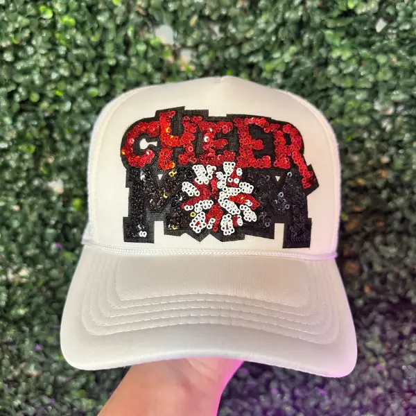 Cheer Mom Chenille Patch Trucker Hat, Women Trucker hats, Sports mom Hats