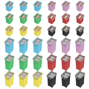 Eunik 36Pcs Jcase Fuse Assortment Kit Automotive Low Profile Box Shaped Micro Cartridge Fuses 20A 30A 40A 50A 60A 80A for Ford Chevy GM Nissan Toyota Pickup Trucks Cars SUVs Accessories Parts Vehicle