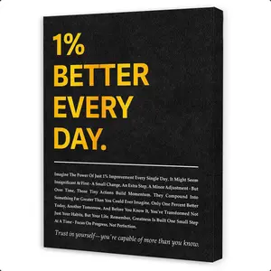 Inspirational Canvas Wall Art,Positive Quotes Wall,1 Percent Every Day Motivational Wall Art for Office Home Classroom Gym