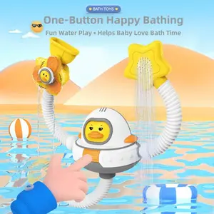 Yellow Duck Water Spray Suction Cup Toddler Bath Toy for Boys Girls 18+ Months Bathtime Water Play in Bathtub Baby Bath Toys Baby Bath Shower Head for Bathtub Toddlers Kids in Bathtub Sink baby bath shower head baby shower head bath toys baby essentials