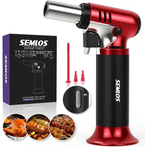 Butane with Fuel Gauge, Refillable Lighter with Safety Lock and for DIY, Creme Brulee and Soldering(Butane Gas Not Included)