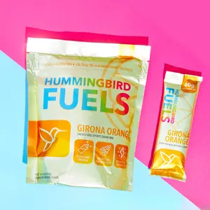 Hummingbird Fuels carbohydrate & electrolyte sports drink mix. GIrona Orange with bright Spanish citrus. Get 60g of carbs and 170mg of electrolytes / serving. 5 natural ingredients. No artificial flavors. No maltodextrin. No dyes. Vegan. Gluten-free.
