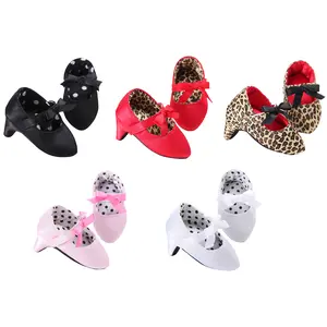 Newborn Baby Girls Princess Shoes Bowknot Crib With High Heels Moccasins for Photos Toddler Clogs Soft Toe Footwear Casual Cotton Blend Rubber