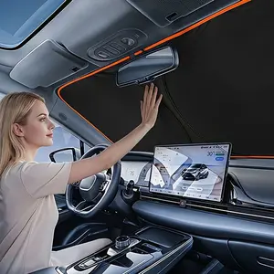 2026 New Upgraded One-Piece Car Windshield Sun Shade, Portable Titanium Silver Thickened Heat Insulation Sun Visor, Easy Install UV Sun Blocker, Fits Most Sedans SUVs Trucks, Perfect for Summer Road Trip Camping & Vehicle Interior Protection