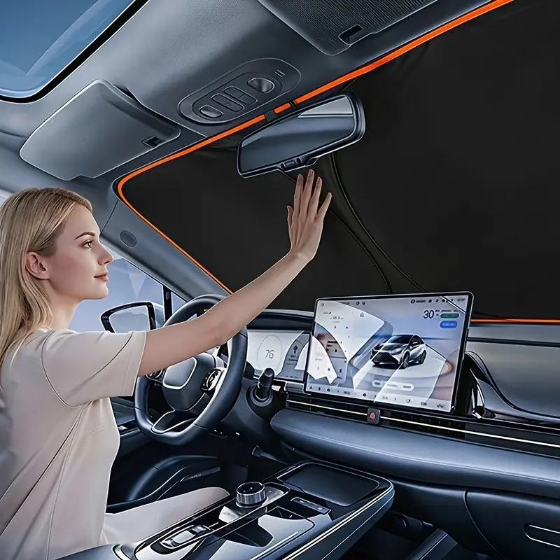 2026 Upgraded One-Piece Car Windshield Sun Shade, Sunshade for Car Windshield, Portable Titanium Silver Thickened Heat Insulation, Easy Install UV Sun Blocker, Fits Most Sedans SUVs, Summer Road Trip & Vehicle Interior Protection