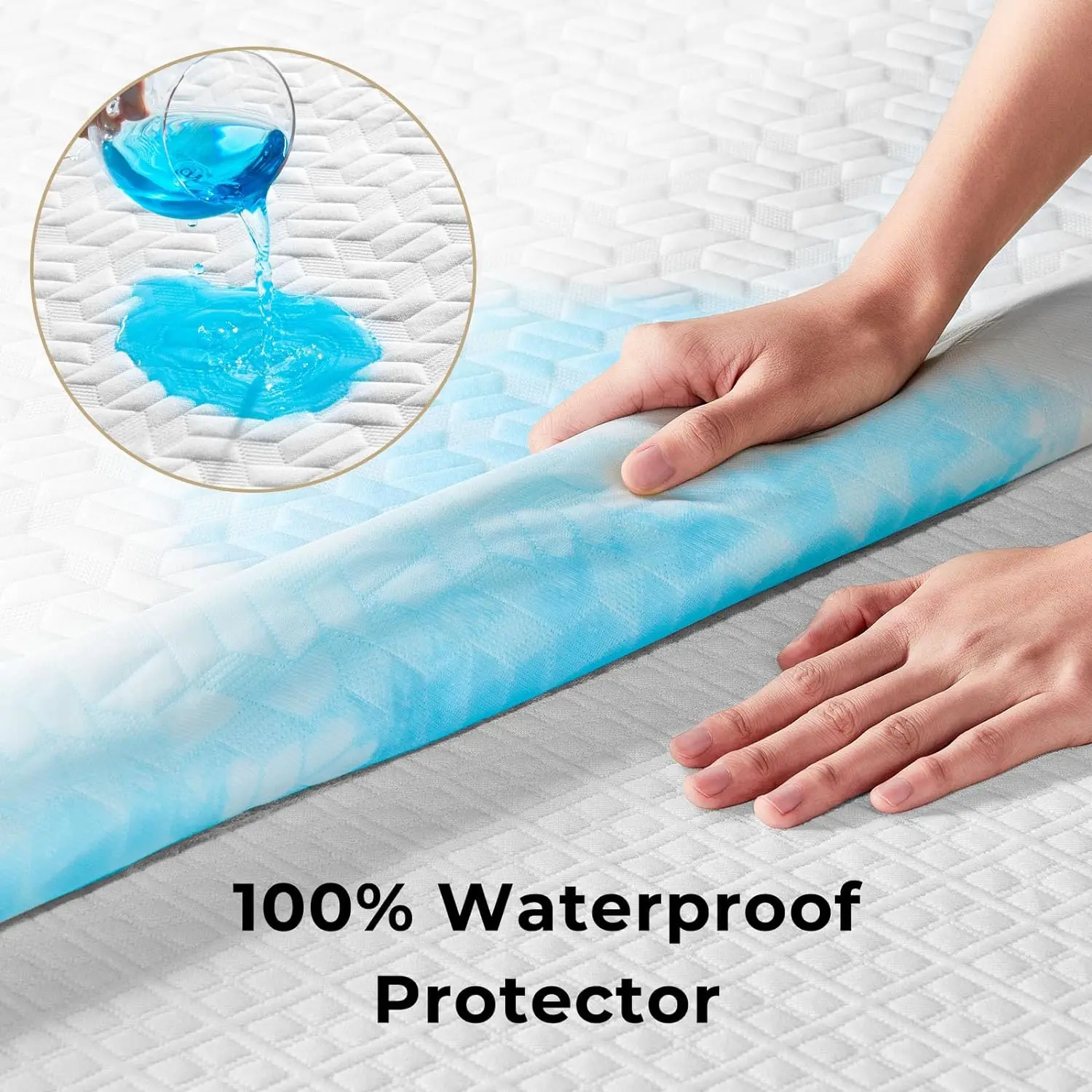 Rolanstar Twin Mattress with Waterproof Mattress Protector, 8 Inch Gel Memory Foam Mattresses in a Box, Fiberglass Free, Breathable for Cool Sleep & Comfy Support, CertiPUR-US Certified, White