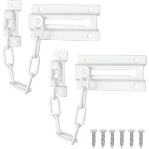 Chain Door Guard with Lock, White 2 Pack Chain Lock Stainless Steel Chain Locks for Inside Door and Extra Front Door, HDC120-WH-P2