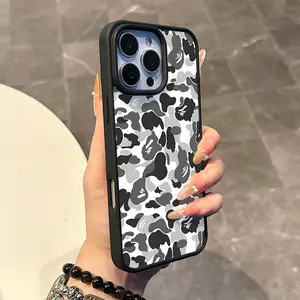 Chic Magnetic Case for iPhone11/12/13/14/15/16/17/promax Monochrome Camo Face Pattern MagSafe Ready, Anti-Slip, Ultra Thin | Aesthetic Touch for Daily Use