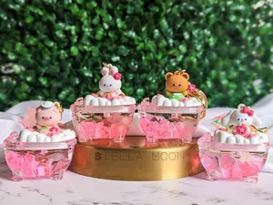 Sakura Bath Tub Liquid Keychain, Cute Rabbit Key Chain Accessory, Kawaii Cherry Blossom Bag Charm, Bunny Shaker, Fidget Anxiety Toy, Flower cute keychain