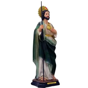 San Judas 8"-36" inches Tall Canvas Statue with Green Robe and Gold Accents Saint Jude Thaddeus Patron Saint of the impossible Religious Decor