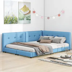 【Bellemave】Upholstered Full /Queen Size platform bed with USB Ports