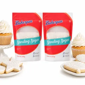 Bakerpan 2 Pack Sanding Sugar for Baking & Cookie Decorating - 16 Ounces Sparkling Sugar Sprinkles for Cookies, Cakes, Cocktails (Made In USA)