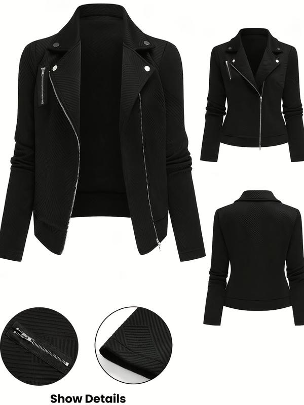 Women's plus size casual jacket, new lapel long sleeved zipper design, autumn and winter fashionable women's outerwear