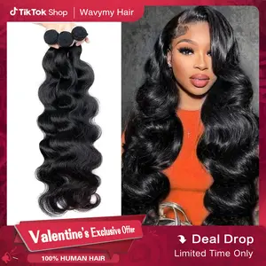 Dealsforyoudays Wavymy Budget Fridendly Brazilian Virgin 100% Human Hair Bundles Body Wave Quick Weave Sew In/Glue In Viral Hair Bundles Natural Color
