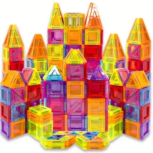 50/80pcs Mini Magnetic Tiles Stacking Building Blocks Toys, Stem Construction Set, Travel Toy, Imaginary Puzzle for Boys and Girls, Holiday Birthday Gift
