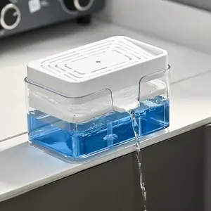 2-in-1 Soap Dispenser and Sponge Holder - No Electricity Needed, Built-in Sponge Tray Organizer, Space-Saving Kitchen Sink Counter Organizer, Easy-Clean Plastic for Dish Soap, Scrubbers, Cleaning - Countertop or Under Faucet Storage, Soap Dispenser F