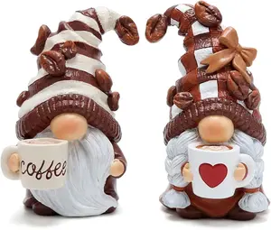 Coffee Gnome Figurines - Cute Resin Decor for Coffee Bar