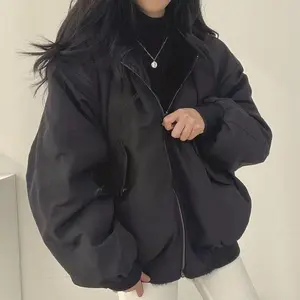 Winter Women's Double-Sided Hooded Fleece Thickened Warm Fashion Jacket Parka Zipper Reversible Lamb Wool Cotton Loose Long Sleeve Casual