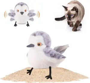 Potaroma Cat Toys Flapping Bird No Flying Lifelike Sandpiper Chirp Tweet Rechargeable Touch Activated Kitten Toy Interactive Cat Exercise Toys for All Breeds Cat Kicker Catnip Toys 4 Inch