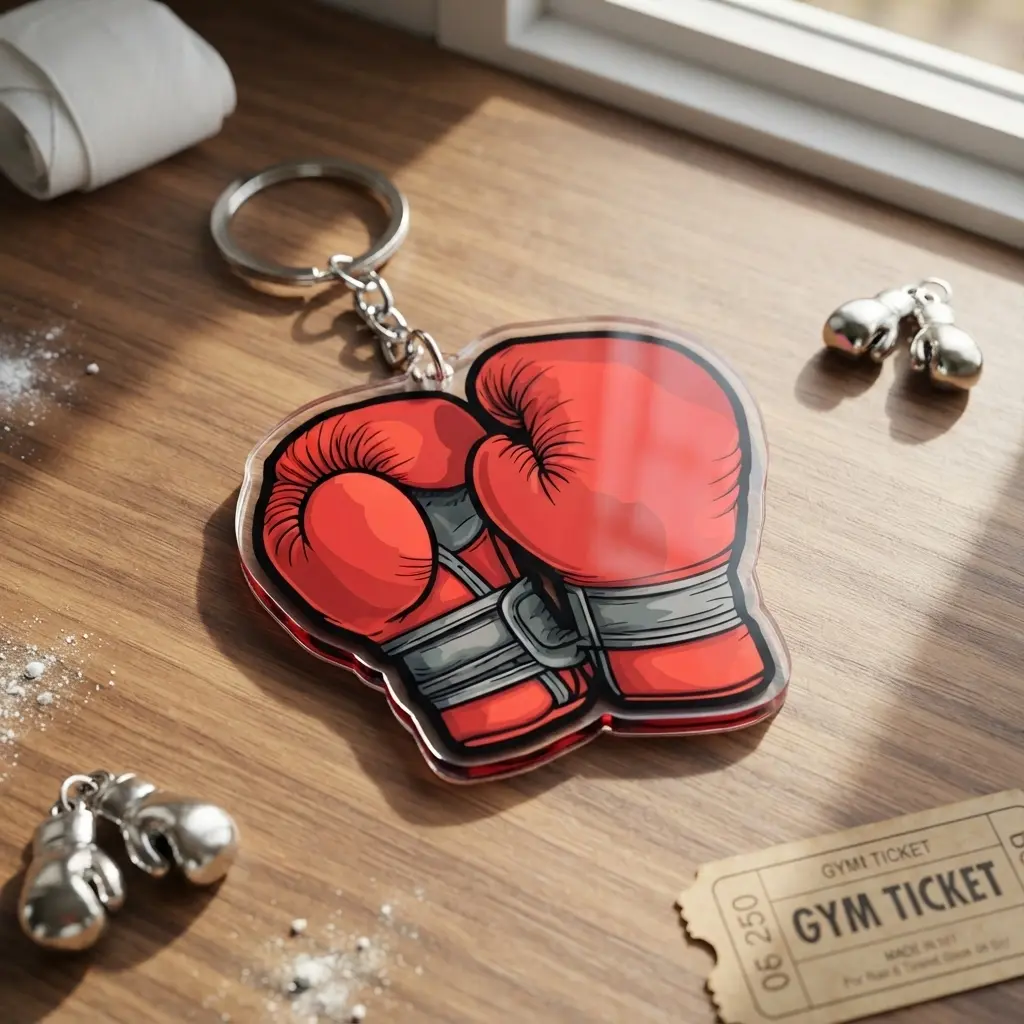 Boxing Gloves Keychain | Acrylic Sports Bag Charm | Personalized Boxer Gift | Kickboxing Keyring Accessories | Gift for Boxing Coach