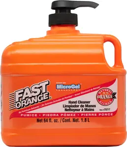 Fast Orange Permatex 25217 Pumice Lotion, Heavy Duty Hand Cleaner, Natural Citrus Scent, Waterless Cleaner for Mechanics, Strong Grease Fighter, 1/2 Gallon, Orange, 64 Fl Oz (Pack of 1)