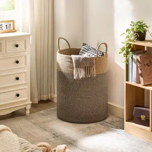 Large Round Laundry Basket with Handle, Laundry Organizer, High Capacity Dirty Clothes Hamper for Bedroom & Balcony, Home Use Toy Storage Bucket