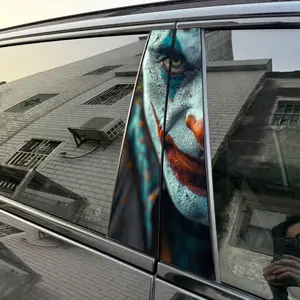 2pcs Clown Face Car Sticker B-Pillar DIY Center Pillar Film Decorative Car Accessory