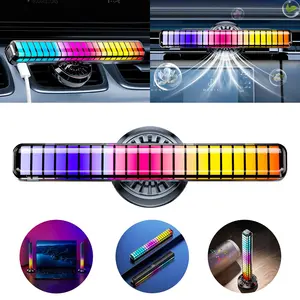 3D screen atmosphere light strip, car air outlet sound control light, music rhythm light, multi-mode adjustable LED rhythm pickup light, decorative light, Car Ambient Lighting, desktop+car 2 installation methods