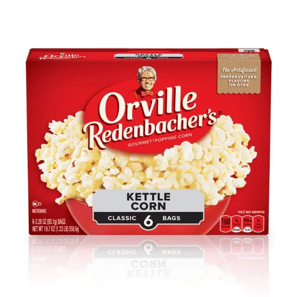 Microwave Popcorn, Kettle Corn, 3g Fiber Per Serving, 3.3 oz., 6-Count