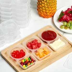 Double Compartment Snack Containers, Reusable ,2 Compartment Lunch Box,For Snacks Dips Takeout Travel and Outdoor,  Travel Size Condiments, Sauce Containers, Condiment Containers with Used for Take-Out Condiments, SummerEssentials