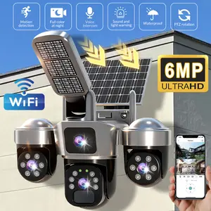 Solar cctv WiFi Security Camera with Spotlight 1080P HD Clear Picture PlR MotionDetection Color Night Vision Waterproof Black Security wireless Camera Dual lenses no dead ends Automatic Tracking wireless deals for you