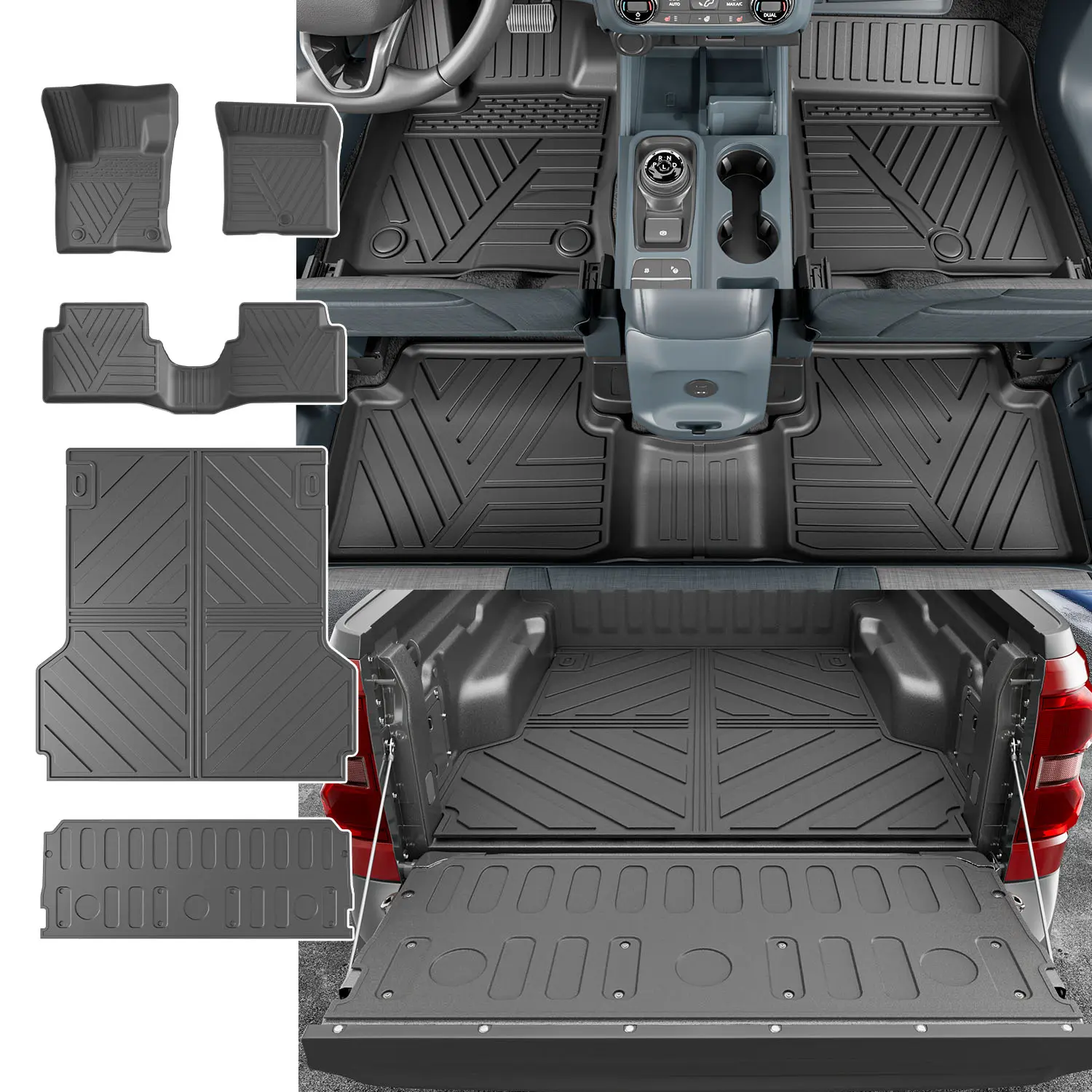 [Fits 22-26 Maverick] Truck Bed Mat Floor Mat Tailgate Mat Compatible with 2022 2023 2024 2025 2026 Ford Maverick Gasoline/Hybrid ,including XL/XLT/LARIAT Models Mat Truck Bed Liner Tailgate Protector All Weather Accessories