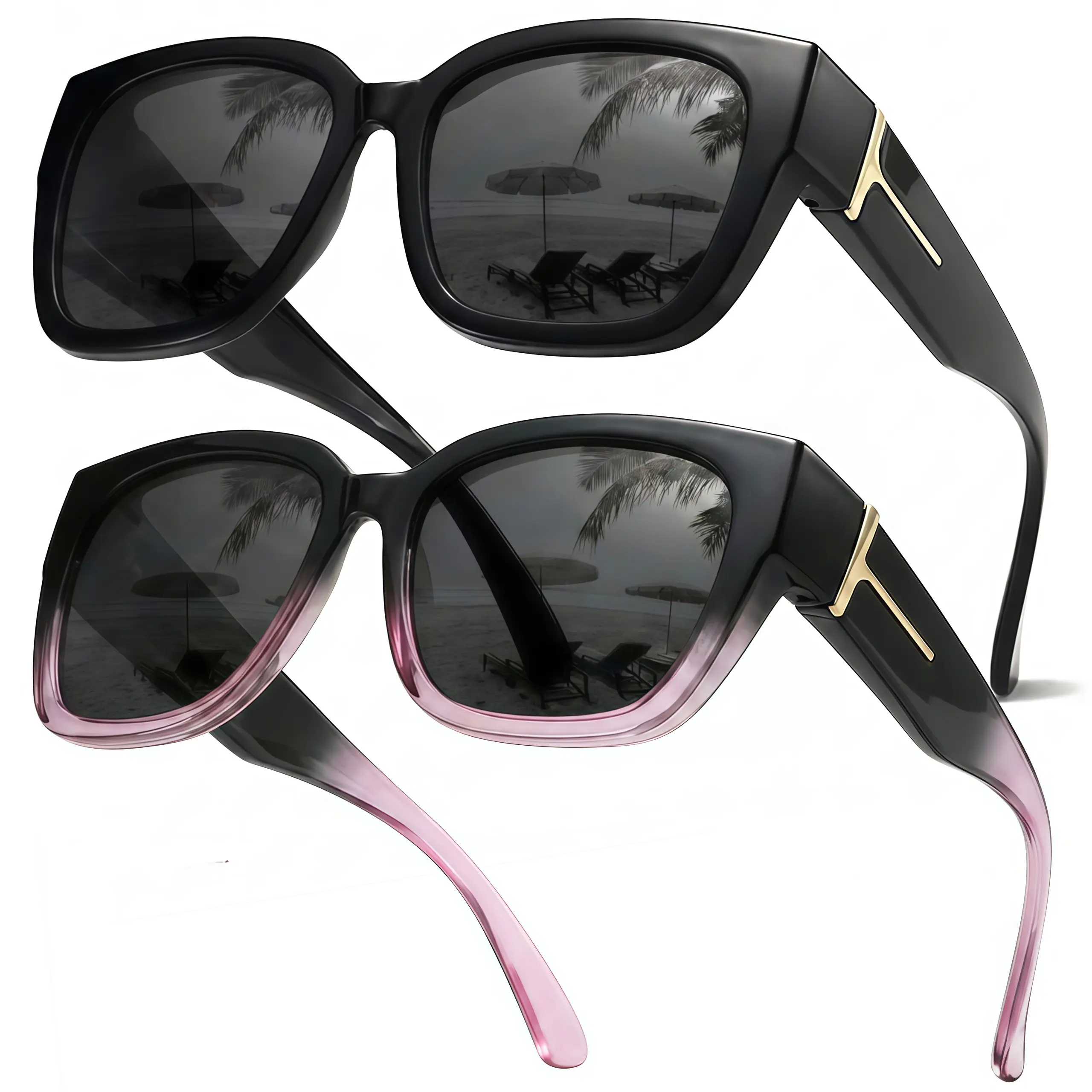 EUNOIALENS Women's Retro Square Fit-Over Sunglasses, Polarized UV400 Protection, Thick-Frame Fashion Womens Sunglasses for Driving, Multiple Color Options