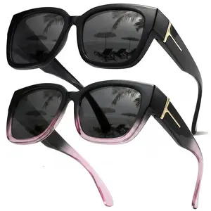 EUNOIALENS Retro Square Fit-Over Sunglasses for Women, Polarized UV400 Protection Over-Glasses Design, Thick Frame Fashion Eyewear for Driving, Multiple