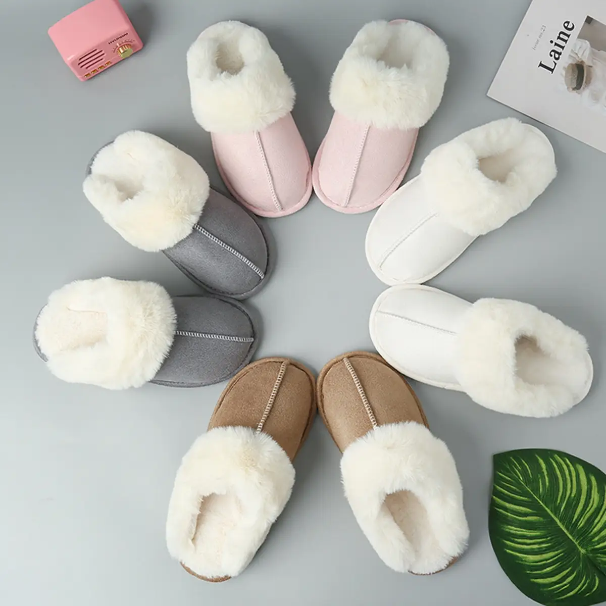 Winter Clog Slippers Casual Soft House Slippers Soft Anti-Skid Home Shoes