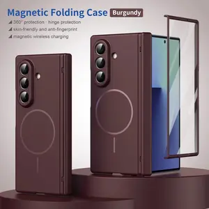 Fin 360° Foldable Full Bracket Magnetic Case for Samsung Galaxy Z Fold 7 6 5 4 3 5G Shockproof With Tempered Glass Protector Cover