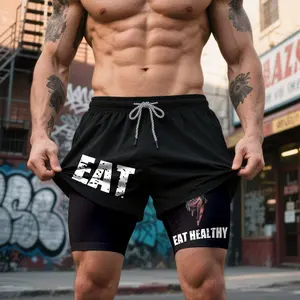 Unisex Novelty Ghost Graphic 2-in-1 Gym Shorts Quick Dry