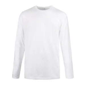 Men's 100% Cotton T-Shirt Long Sleeve Crew Neck Classic Fit Plain Tee Regular Big & Tall S-3XL Workout Breathable Casual Activewear Menswear Solid